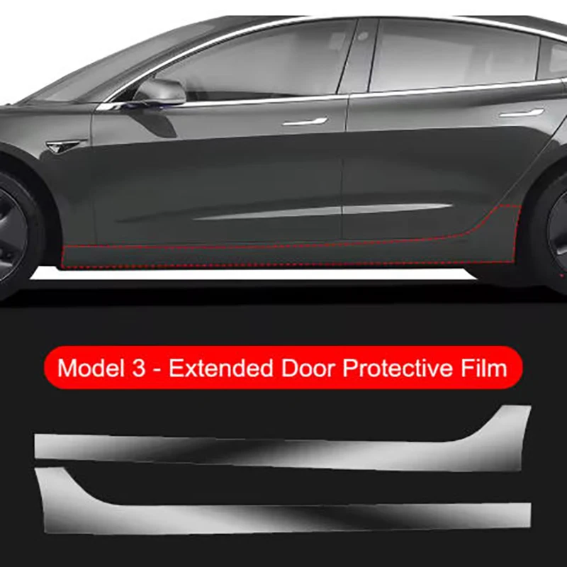 For Tesla Model3/Y 2017-2025 Front Door Rear Door Extended Protective Film Invisible Car Clothing TPU Film Invisible