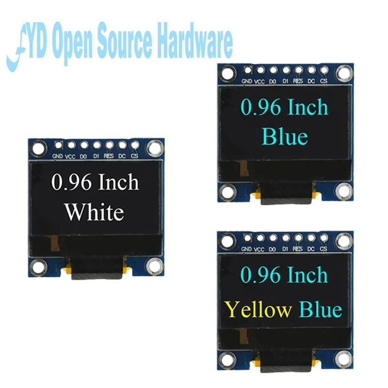 0.96 Inch IIC SPI Serial 7Pin White/Blue/Yellow Blue/Yellow OLED Display Module SSD1306 12864 LCD Screen Board