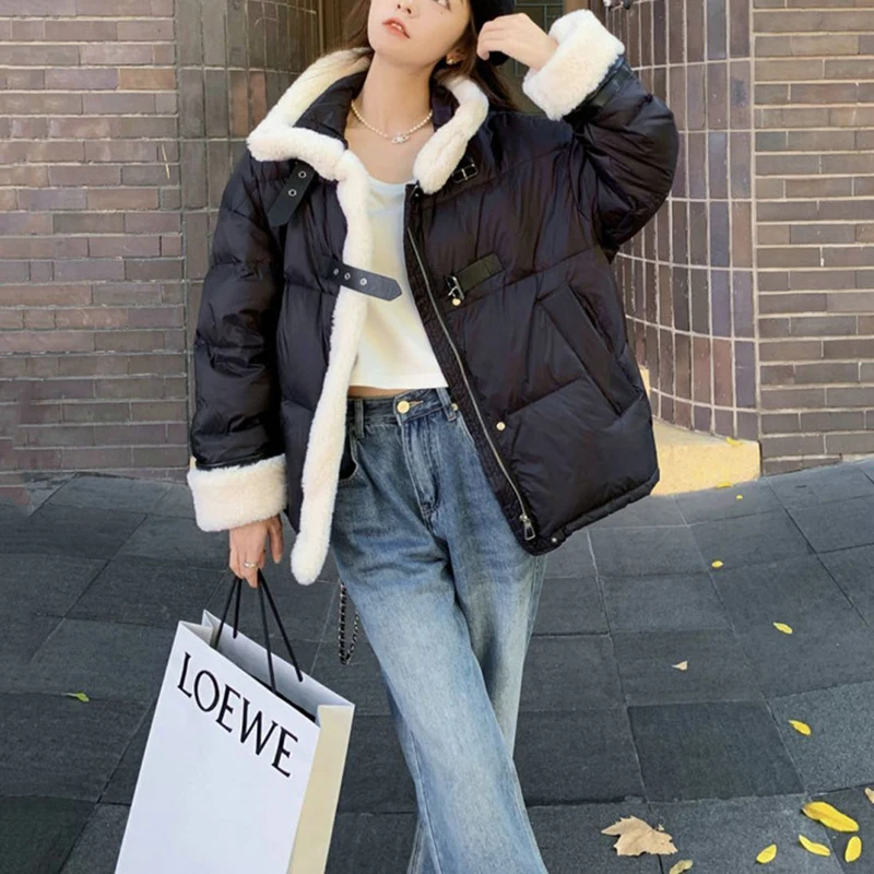 Parka di piume femminili spesse e calde Capispalla da neve Nuovo piumino di cotone da donna di lusso per l'inverno 2025 Piumino con colletto alla coreana