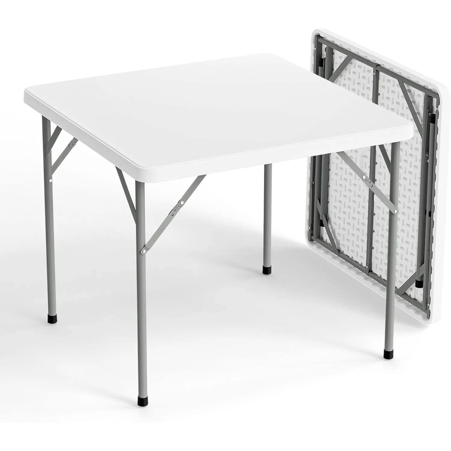 

Белый квадратный стол для карточек, 34-дюймовый складной стол на ножках, полная столешница, легко установить и хранить, складной портативный