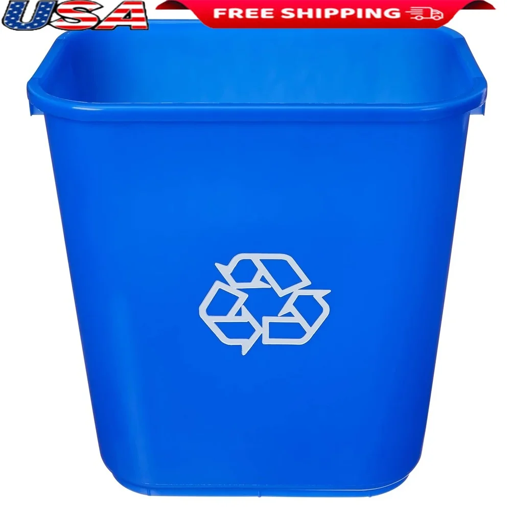 

Прямоугольная офисная корзина для мусора с логотипом для переработки, 7 галлонов, набор из 2 прочных полипропиленовых легких для коммерческого использования