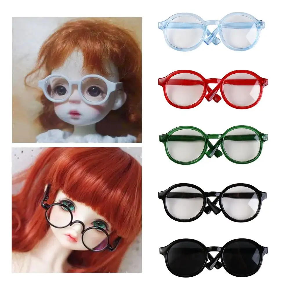 Doll Accessory Transparent Plastic Glasses Transparent Plastic Doll Round Glasses Candy Color Miniature Doll Mini Glasses