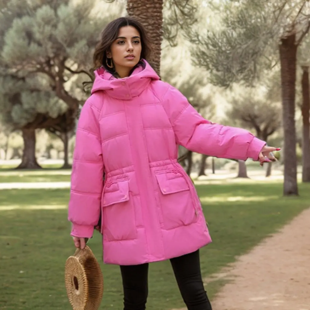

Winter Women's Hooded Cotton-padded Jacket Mid-Length Fashion Warm Waistline Trade New Arrivals