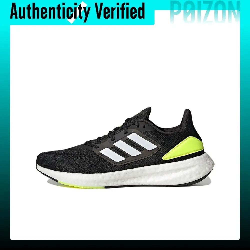 Adidas Pureboost 22 Fabric Abrasion Resistant Low top Running Shoes Men's Black Yellow HQ1449