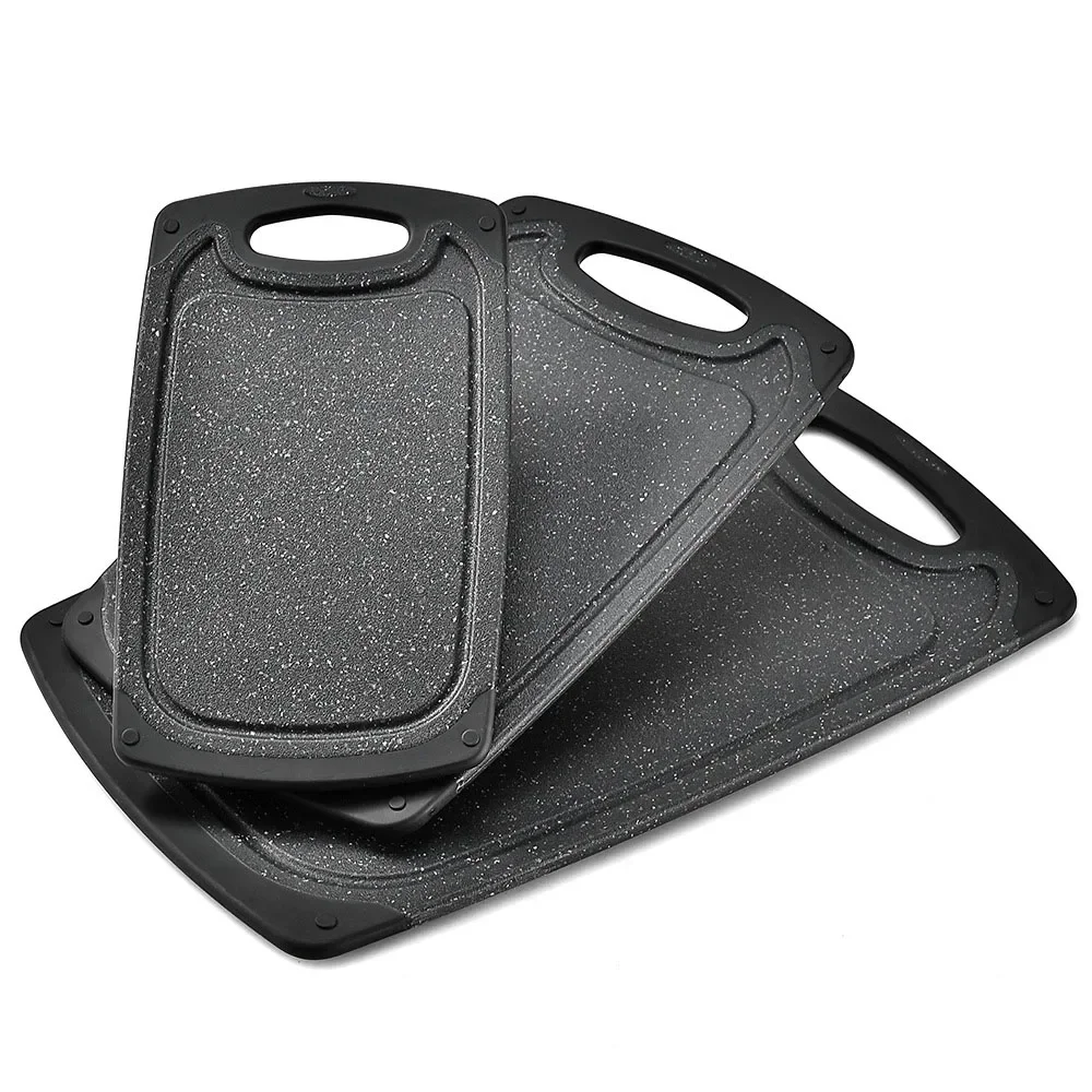 Tablas de cortar de PP antideslizantes negras, tabla de cortar cuadrada de doble cara, herramientas de cocina, suministros de cocina fáciles de limpiar, 1/3 Uds.