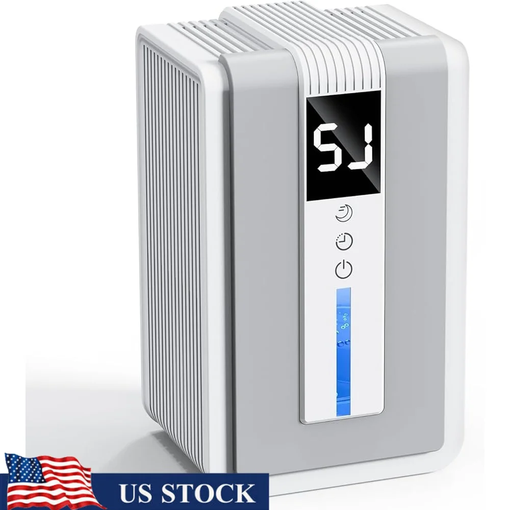 Deshumidificador compacto de 400 pies cuadrados que absorbe la humedad, temporizador de apagado automático silencioso, luces LED portátiles de bajo consumo