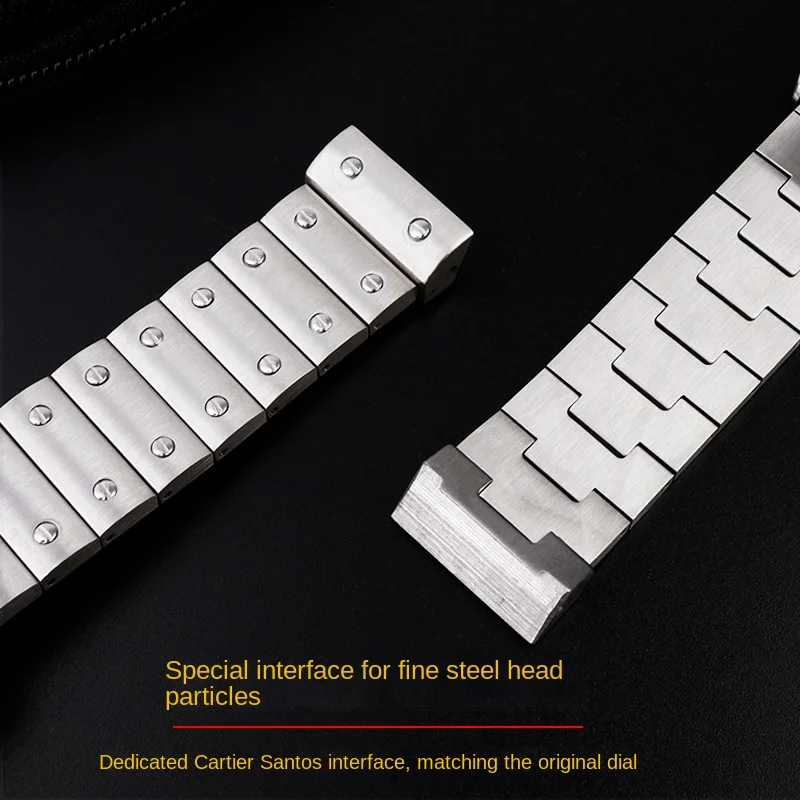 High quality Accessories For Cartier Santos 100 Solid Rivet Watch Strap 23mm WSSA0009 stainless steel watchband butterfly buckle