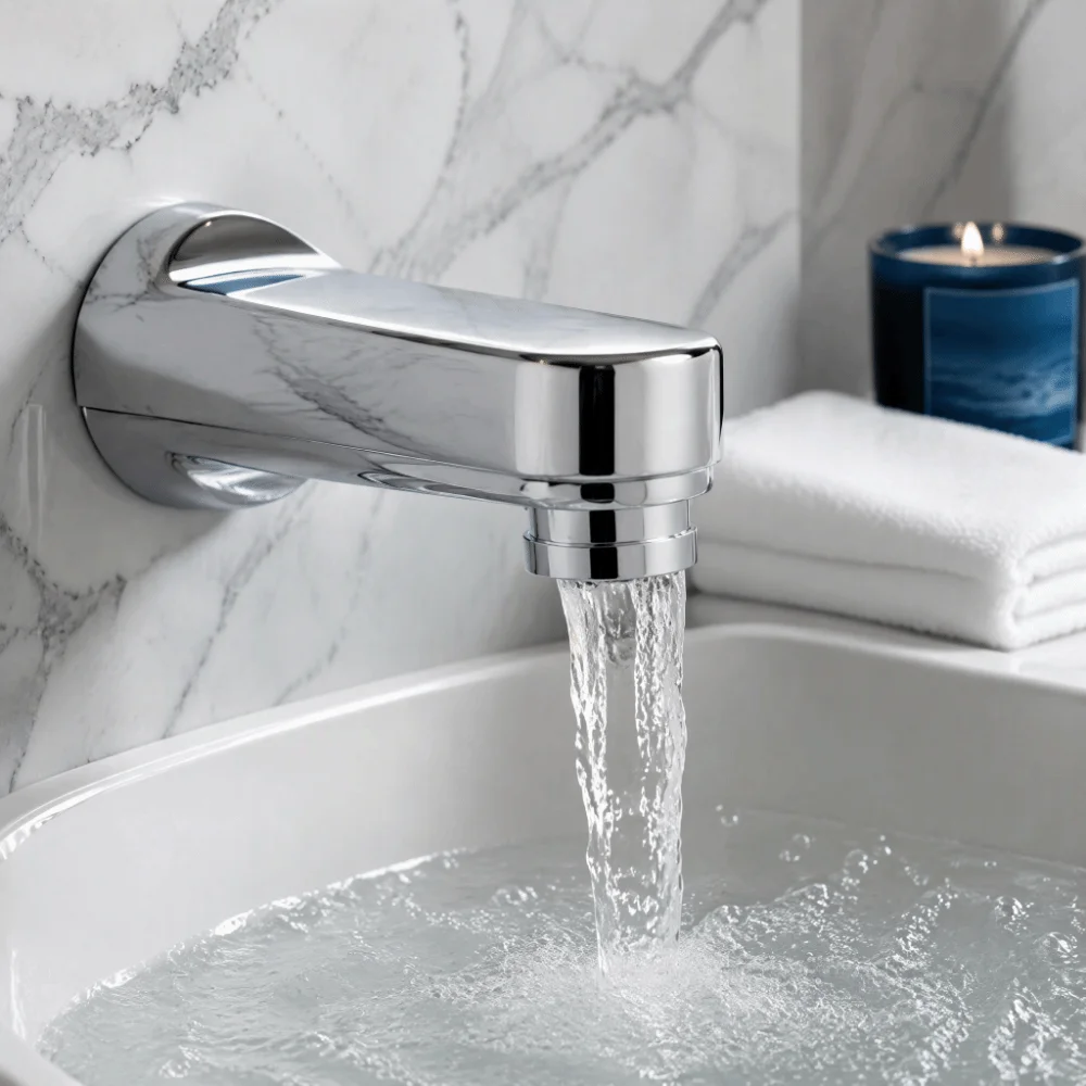 5‑1/4 Inch Bathtub Spout Solid Metal Rust‑Proof Bathtub Spout With Diverter Pull‑Down Style Simple To Install