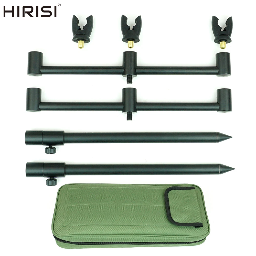 hirisi-アルミ合金製鯉釣り竿ポッドセット（3本用）、バンクスティック2本、バズバー2本、キャリーバッグ付き釣りアクセサリー