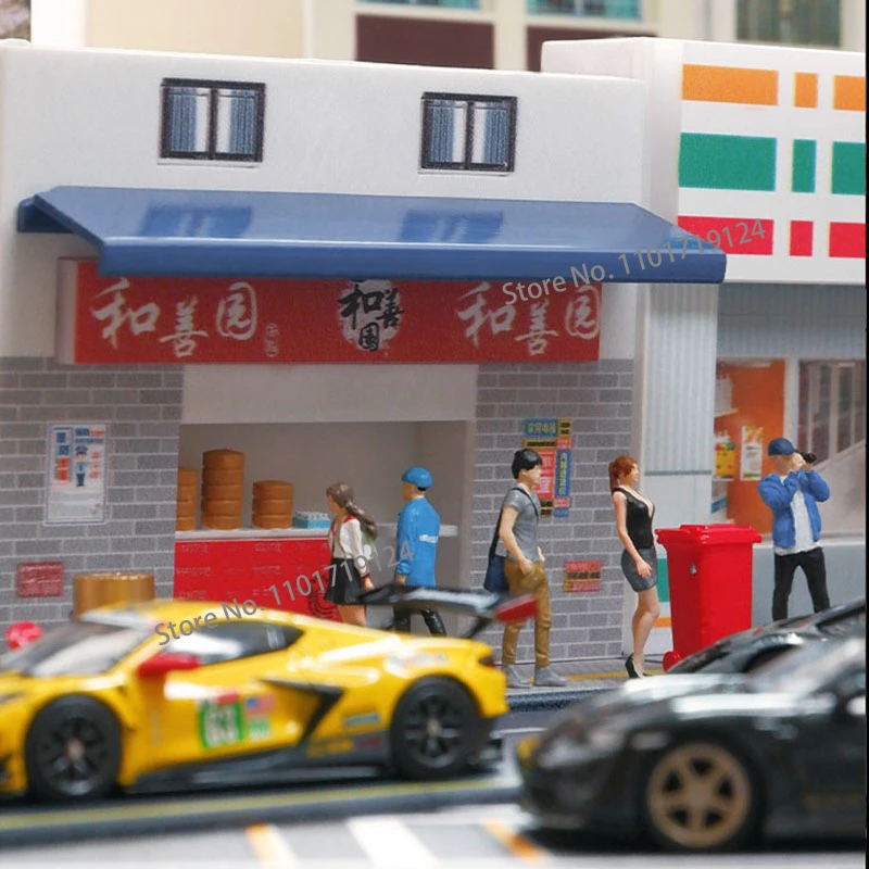 Miniature 1/64 Bar Convenience Store Supermarket Architectural Scene Model Street View Micro Light Decorative Background Panel