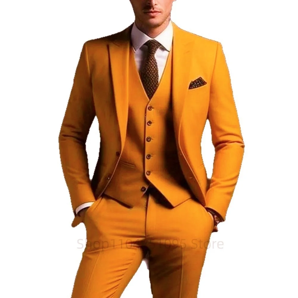 

Classic Wedding Solid 3-Piece Smoking Ternos Fino Adjusted Male Formal Business Suits for Groomsmen And Festive