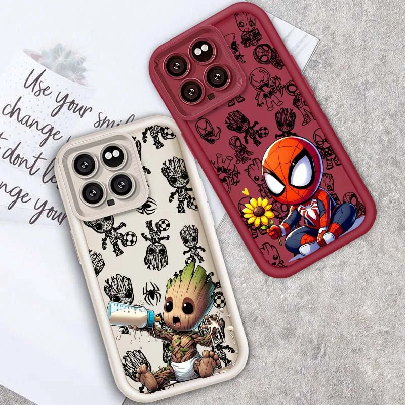 

Spider-Man Groot Avengers Cute For Xiaomi Mi 15 14 14T Redmi 13 13T 13C 12C 14C 12 12T 11 11i Lite Pro 5G Eye Ladder Phone Case