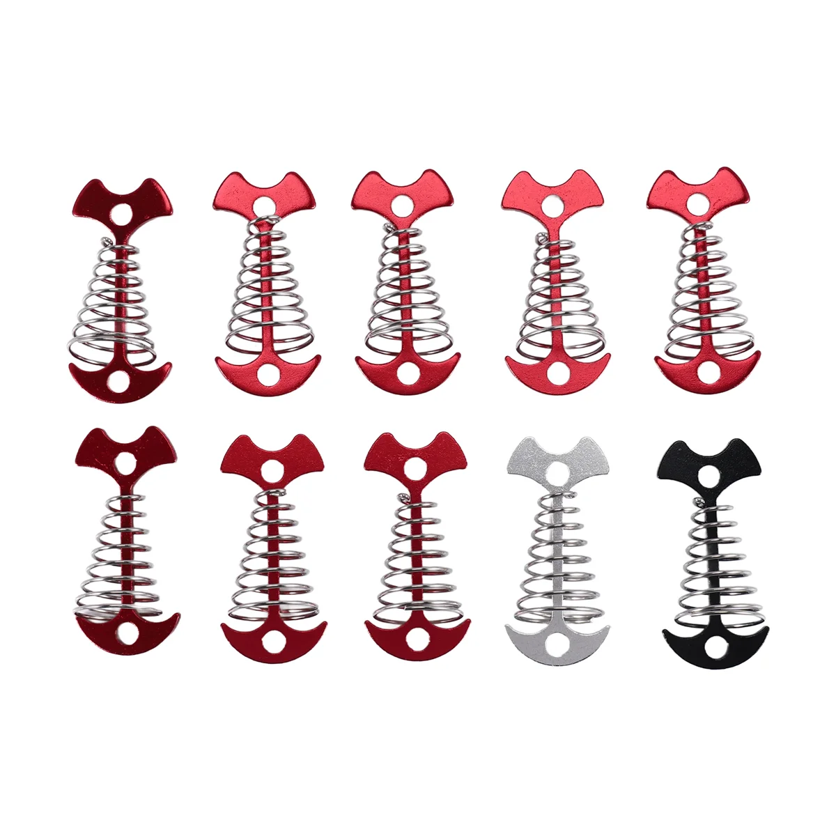 10ชิ้นไม้กระดานแบบปรับได้สปริงสมอก้างปลาหมุดหัวเข็มขัดเต็นท์กันสาดกลางแจ้งตะปูยึดเต็นท์พักแรมตะขอ