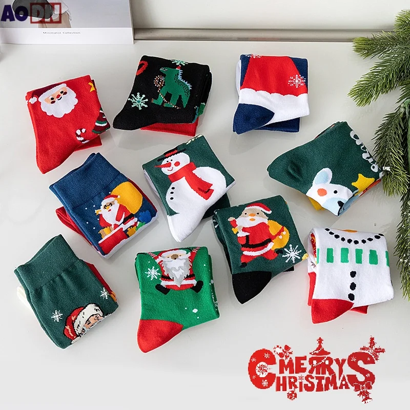 New Christmas Socks For Men Women’s Christmas Tree Snow Elk Gift Cotton Happy Socks Funny New Year Santa Claus Christmas Gifts