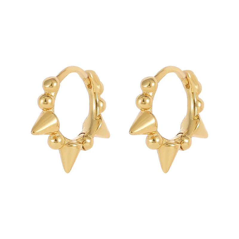 

S925 Silver Spiked Rivet Earrings Ear Buckles Men's and Women's Doudou Earrings Cold Wind Earrings