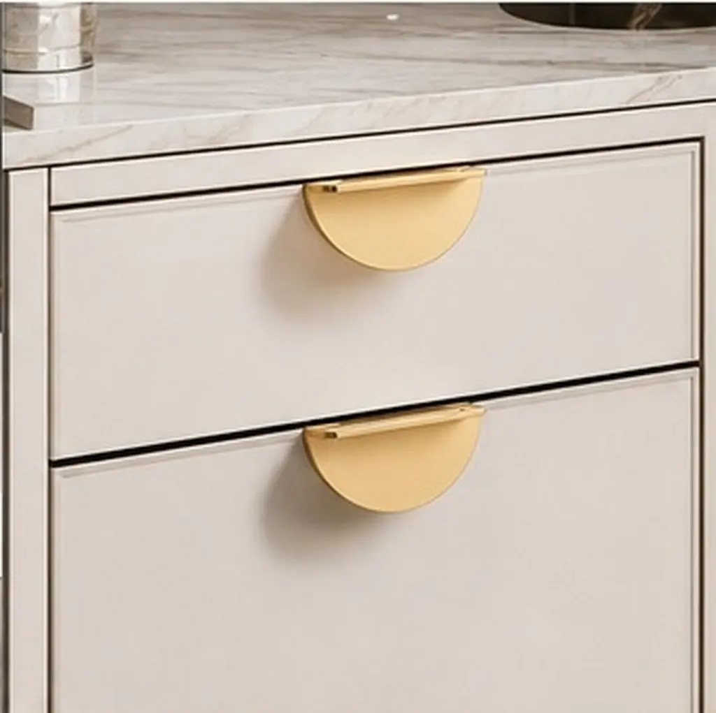 2Pcs Half Moon Drawer Pull Handles Semicircle Cabinet Pulls Space Aluminum European Style for Interior Door Wardrobe Kitchen