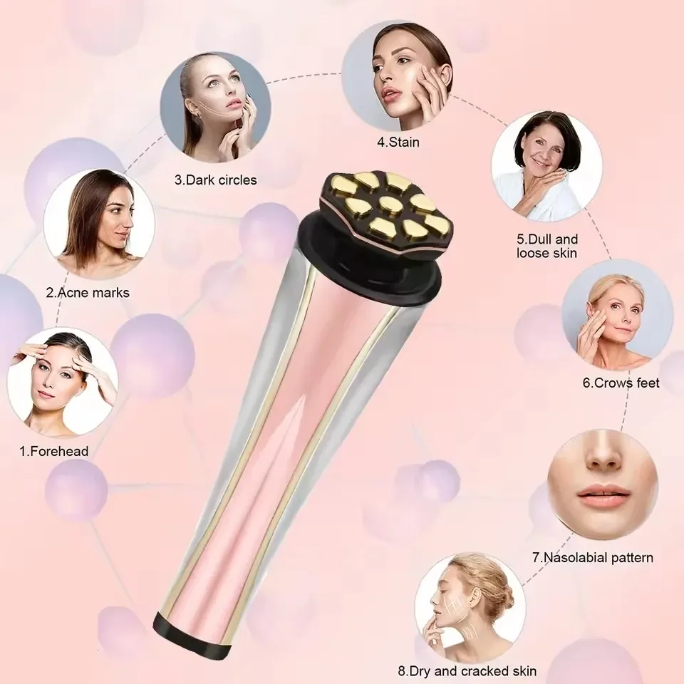 Przenośne urządzenie do liftingu twarzy EMS, masażer RF do twarzy i okolic oczu, mikroprądowy przyrząd do odmładzania skóry, urządzenie kosmetyczne LED przeciwstarzeniowe.