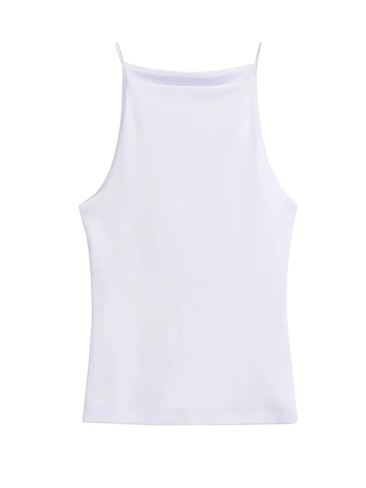 Women's Solid Color Halter Tank Top Sleeveless Vest Thin Straps Camisole Summer Casual Fashion Wear