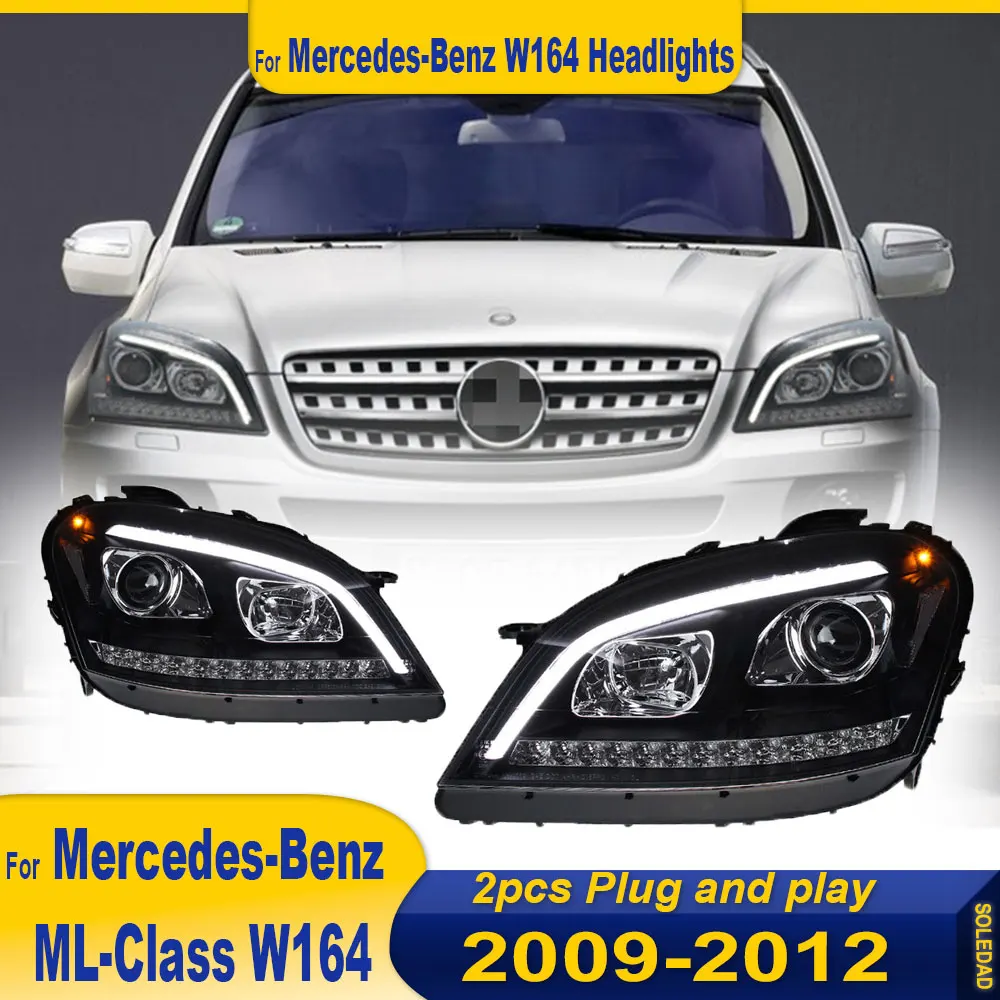 2PCS Car Lights for Benz W164 ML Class LED Headlight 2005-2012 ML350 ML500 Head Lamp Drl Projector Lens Automotive Accessories