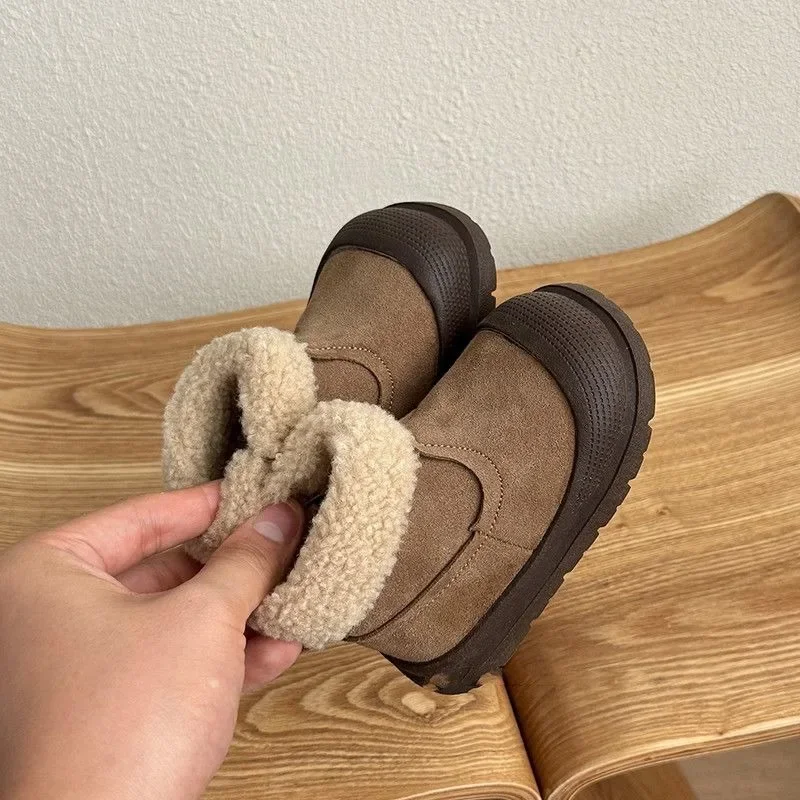 Soft Leather Children's Snow Boots for Baby Toddler Warm Fleece Lined Winter Outdoor Footwear Toddler Boots for Little Kids​