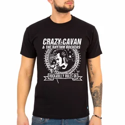 Popular CRAZY CAVAN Concer Band Mens Black T-Shirt rockabilly style cloth for Male vintage Ropa Hombre Mens Clothing