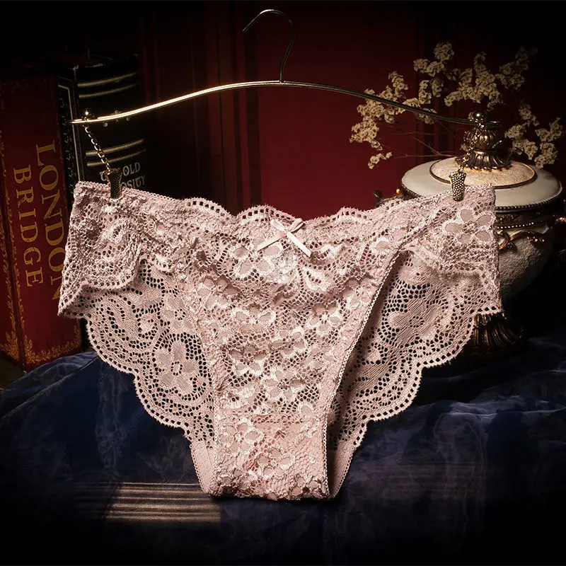 New Lace Bow Underwear Women Thin Transparent Pants Low Waist Lift Hip Shorts Breathable Comfort Panties Cotton Crotch Briefs