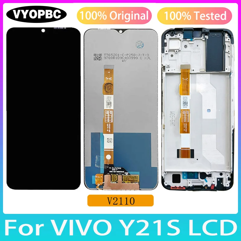 Original LCD Display For VIVO Y21S Touch Screen With Frame Panel Digitizer Assembly Repair Replacement Parts V2110