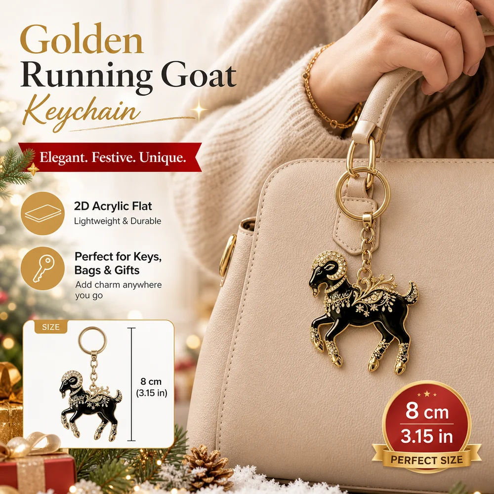 New Year Gift 2D Design Goat Keychain Acrylic Ornate Goat Bag Charm Running Goat Decorative Goat Pendant Festive Occasions