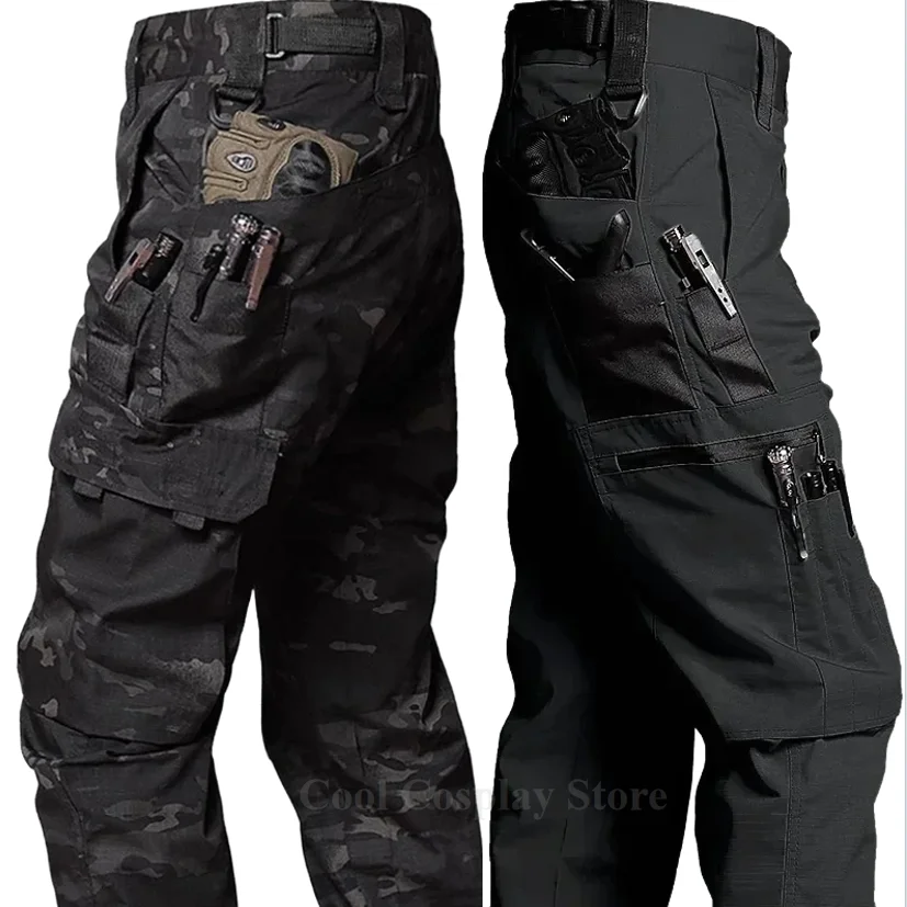 New Men Outdoor Tactical Work Pants Cargo Trousers Multi-pocket Waterproof Pants Autumn Spring Workwear Hiking Trousers
