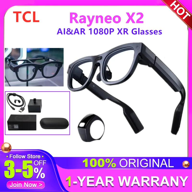 TCL RayNeo X2 AR Glasses Binocular Full-color Displays 1080P XR Glasses For Intelligent Translation Real-time Navigation