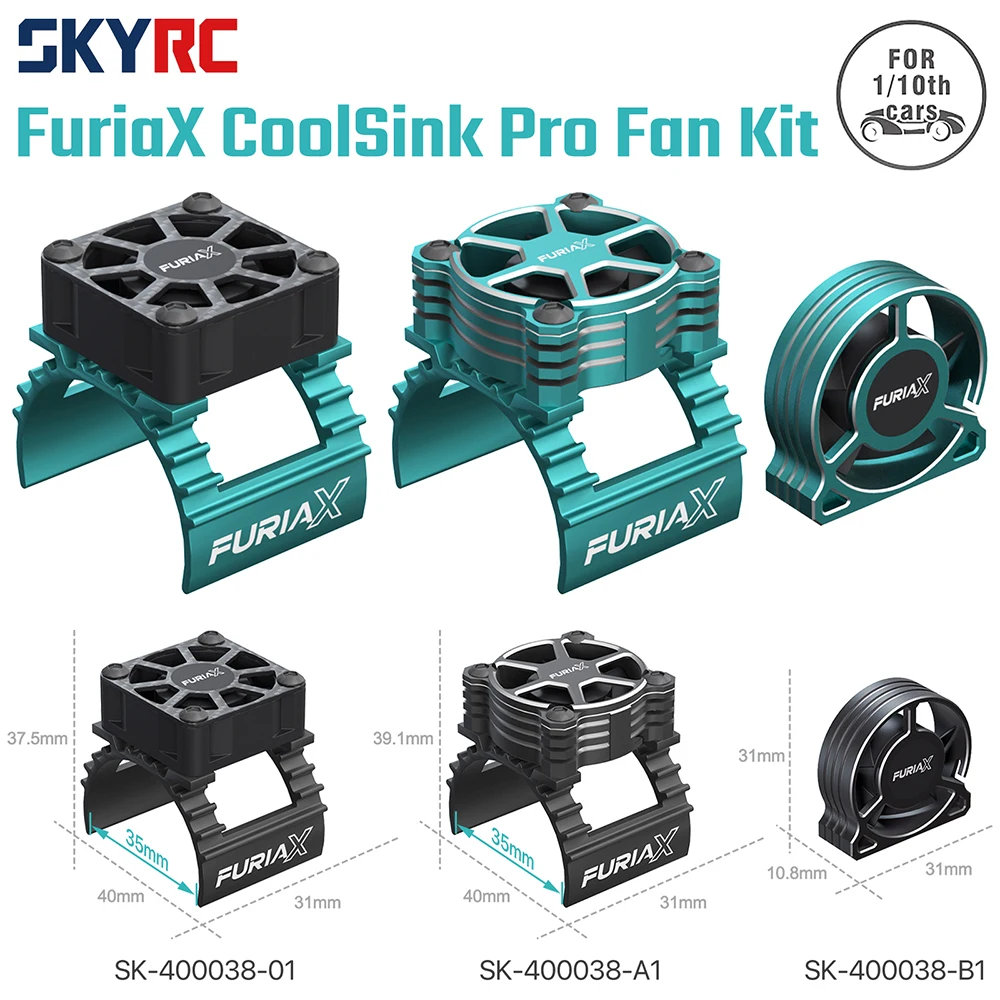 

SKYRC Металлический охлаждающий вентилятор 28000 ~ 30000 об/мин с ЧПУ Алюминий 8,4 В FuriaX CoolSink Pro Комплект вентиляторов для двигателей 1/10 3650 Автомобиль с дистанционным управлением