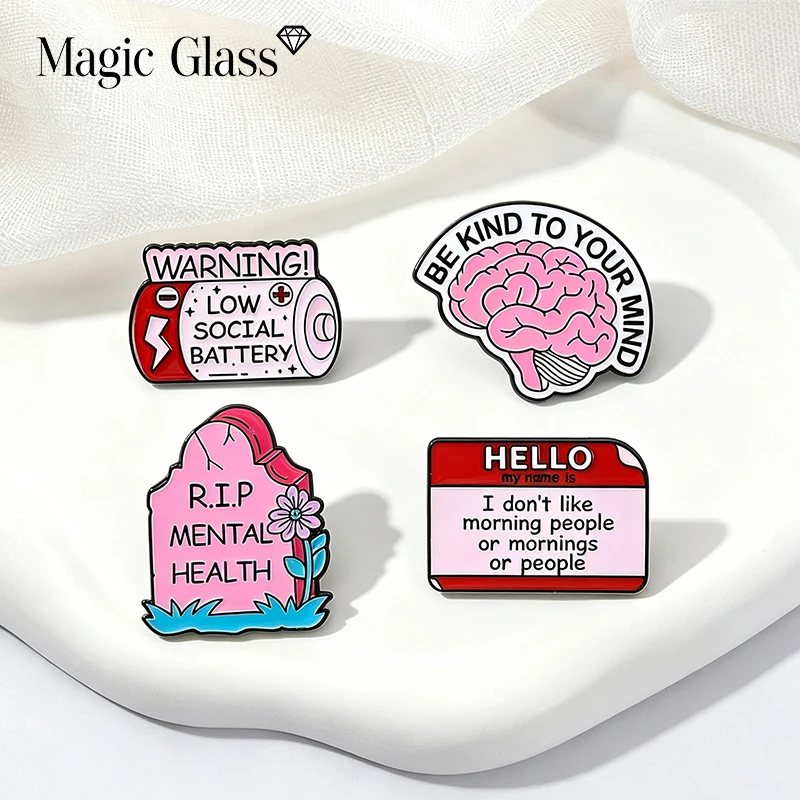 New Cute English Phrase Cartoon Enamel Brooch Badge Jewelry For Bag Clothing Backpack Party