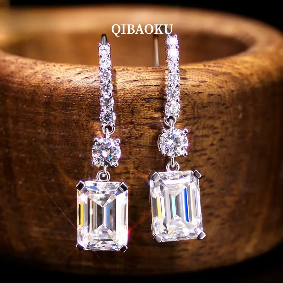 FCGJHW Moissanite Emerald Dangle Drop Earrings S925 Silver Drop Diamonds Ear Hook for Women Engagement Gifts Fine Jewelry 2026 4