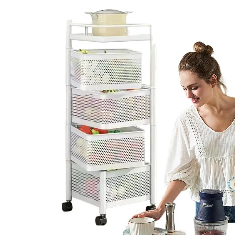 

Kitchen Fruit Vegetable Shelf Rotatable Multi-Layer Storage Rack For Vegetables Fruits Snacks Organizers With Large Capacity For