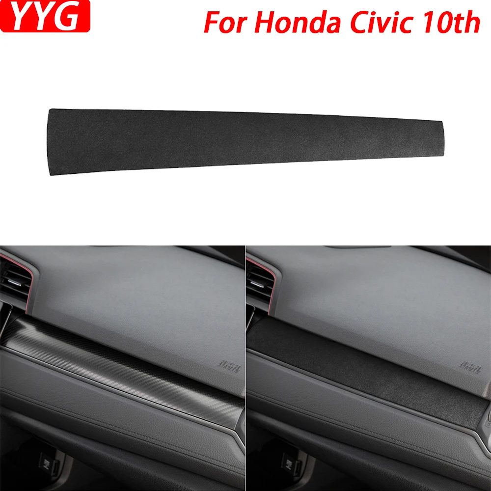 

For Honda Civic 10th 2016-2020 Black Suede Co-pilot Dashboard Panel Trim Cover Car Interior Decoration Modification Accessories