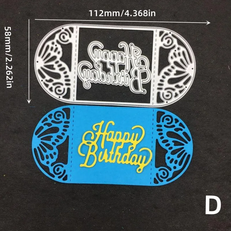 Birthday Border Metal Cutting Dies Scrapbooking Stencil Die Cuts Card Embossing DIY Photo Album Oval Frame Template Stencil