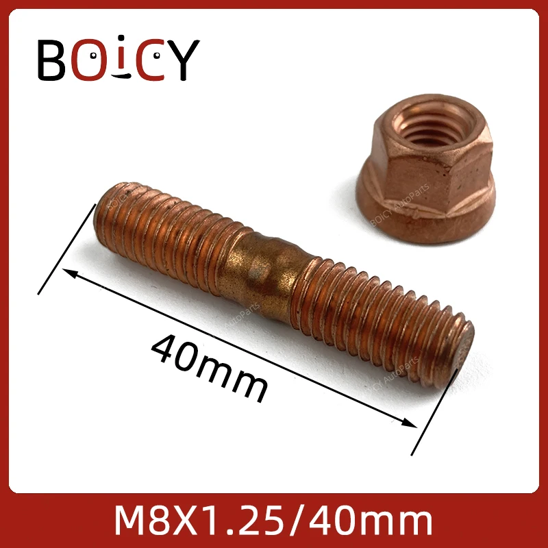 

BOICY Металлический сплав, устойчивый к высоким давлением, гайка шпильки выпускного коллектора M8 1,25 M8X1,25 8 мм, комплект шпилек с резьбой Turbo VW 1,4T