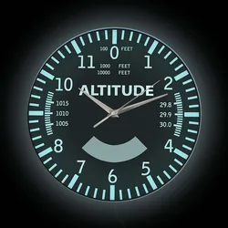 Airplane Altimeter LED Lighting Wall Clock For Aviator Bedroom Aircraft Altitude Night Light Wall Clock Glow in Dark Pilot Gift