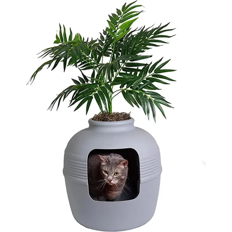 Good Price Pet Original Hidden Litter Box Artificial Plants Enclosed Cat Planter Litter Box for Easy to Clean