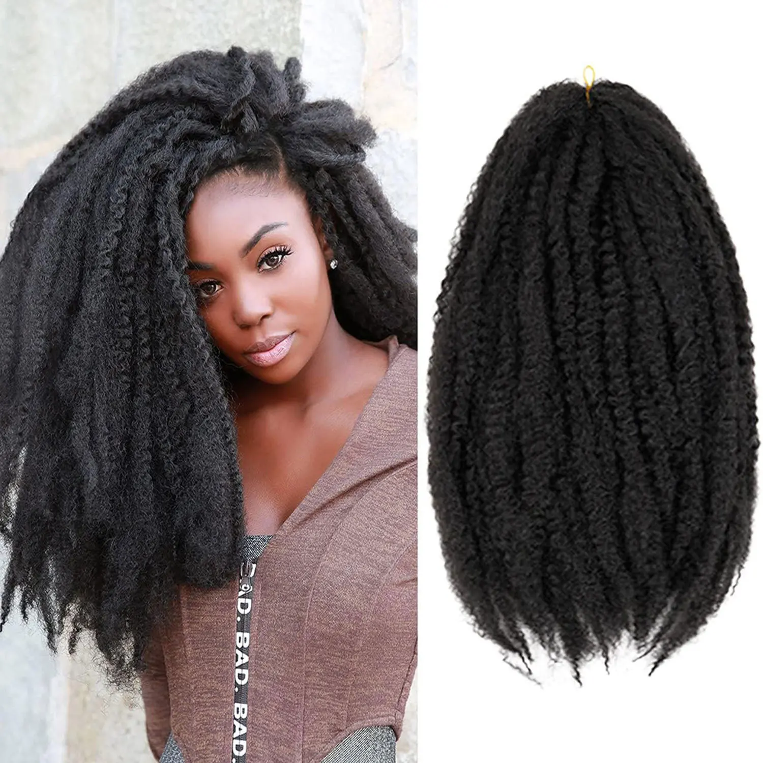 

Synthetic Crochet Hair Braids Afro Kinky Marley Braids Butterfly Locs 18 Inch Marley Twist Hair Extensions 30 Strands/Pack