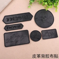 Black PU Leather Skull Embroidery Patches for Clothing Iron on Clothes Down Jacket Shoes Appliques Punk Badge Stripe Sticker DIY