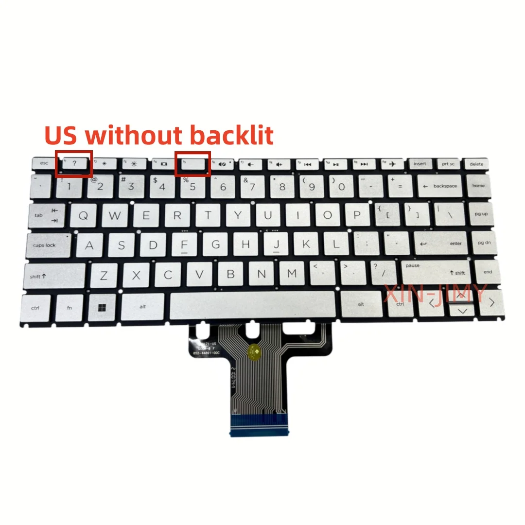 US Layout Silver Laptop Keyboard For HP 14-DQ 14-FQ 14S-FR 14S-FQ Backlit