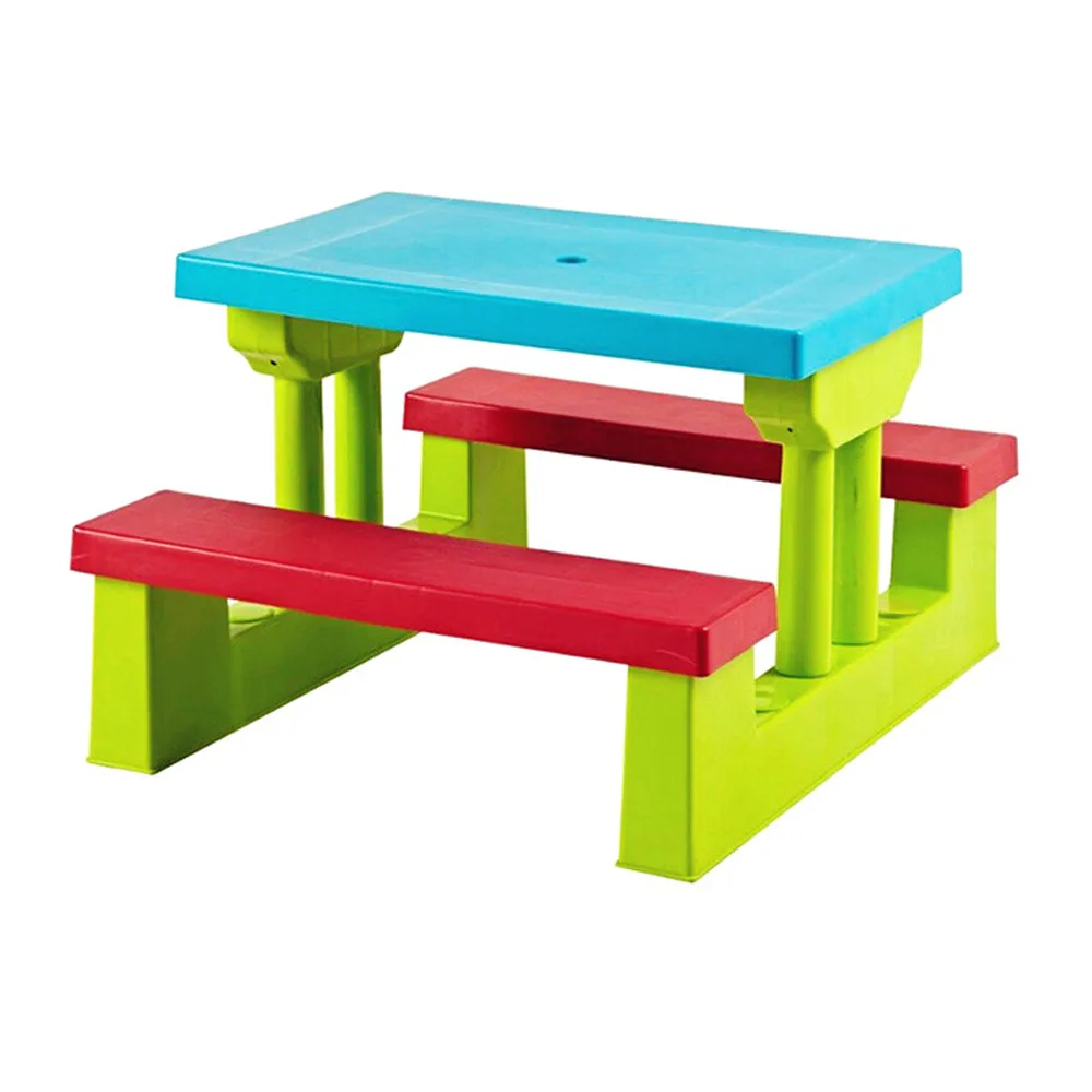 Children's outdoor table and chair set with parasol, picnic folding table