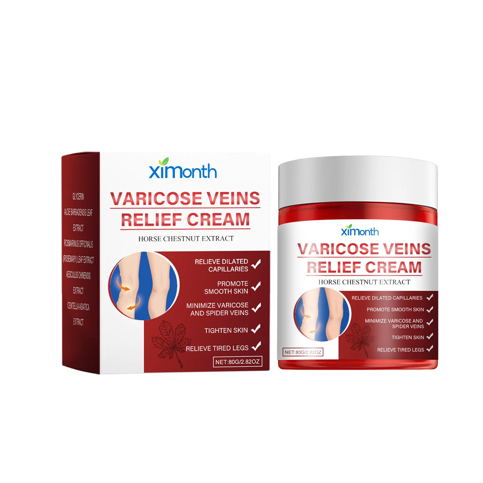 Ximonth Vein Repair Cream Leg Massage Cream to Relieve Leg Swelling and Varicose Veins, Skin Body Massage Cream