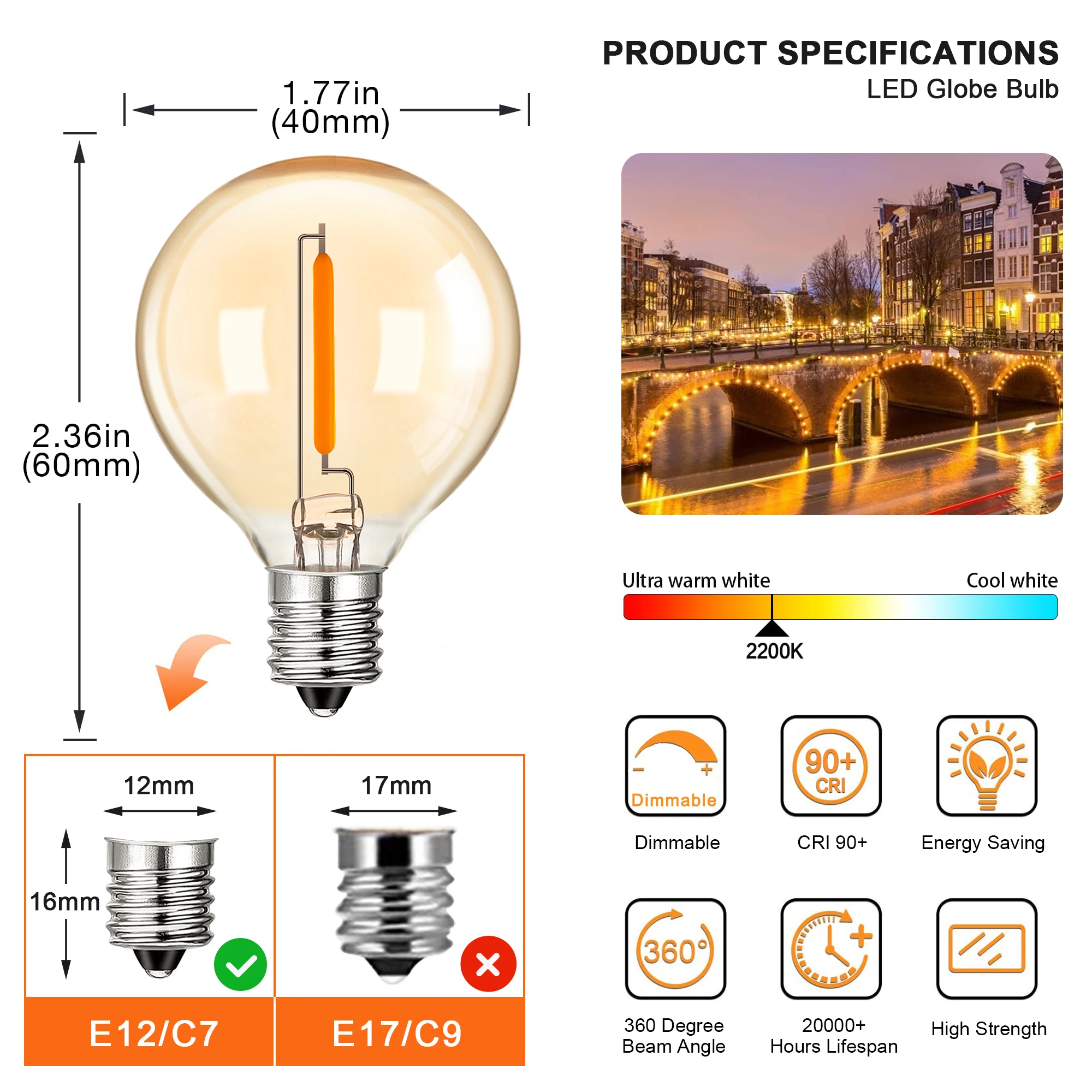 Imagem -03 - Sphoon Led Jardim Fairy Light Cadeia E12 Socket Garland Outdoor String Light Impermeável Terraço Festoon Iluminação Decoração G40