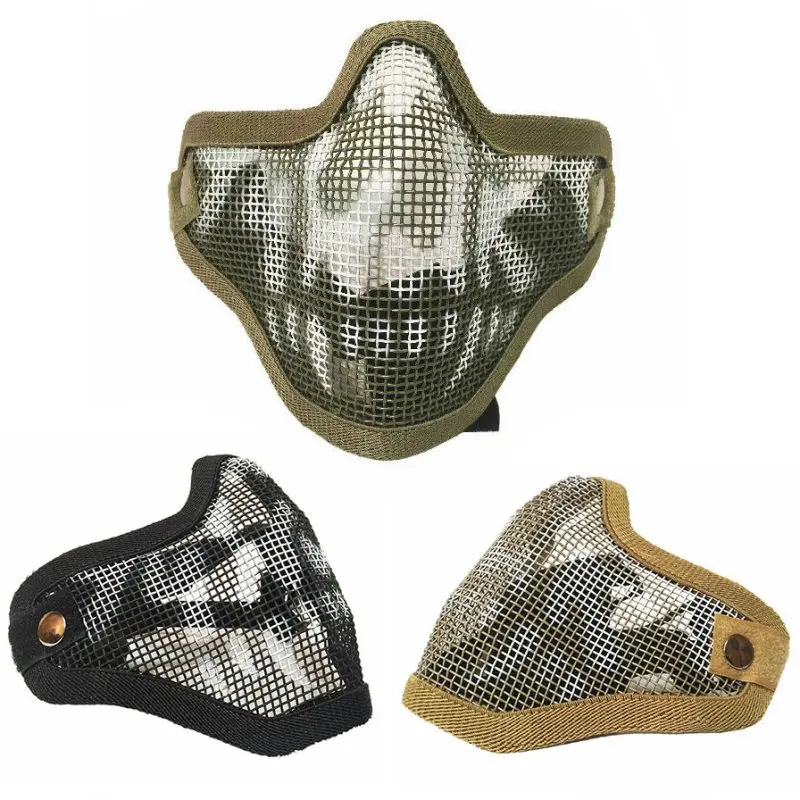 Half Face Mask Metal Mesh Skull Protection Tactical Mask Hunting Accessories