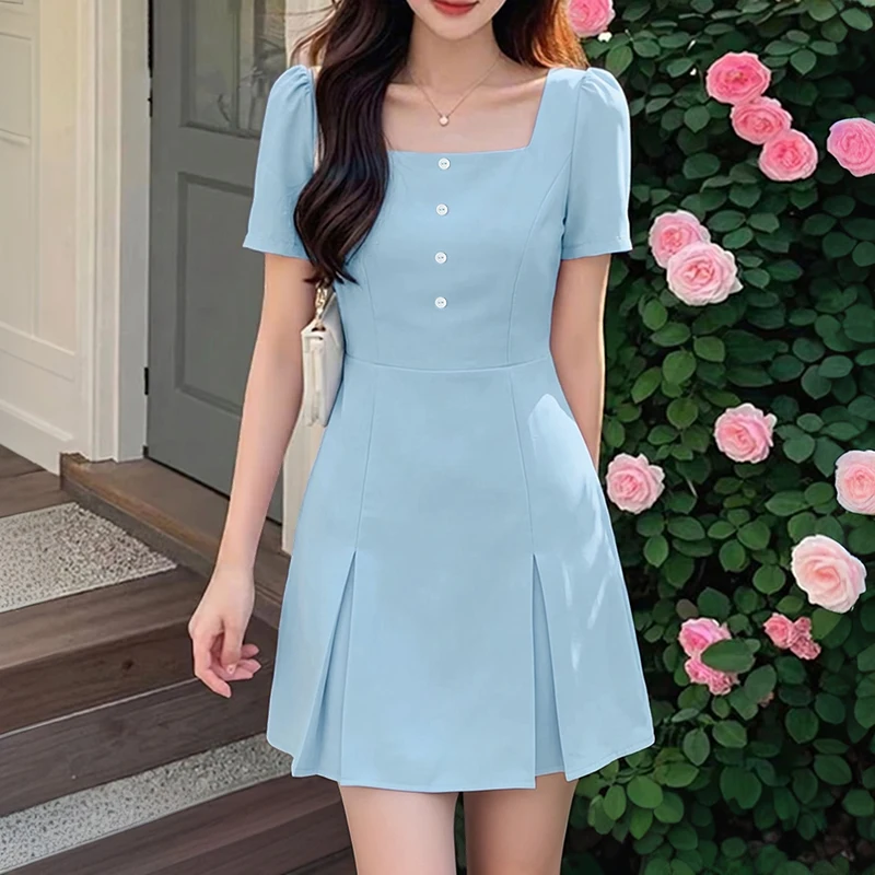 VONDA Elegante Damenkleider 2026 Kurzarm Rüschensaum A-Linie Mini-Sommerkleid Böhmischer Strand-Stil Vestidos Lässige Lockere Robe Einfarbig