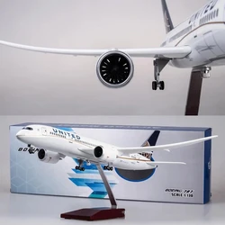 43cm 1:130 Scale  787  Jet United Airlines B787 Planes Model Die-Cast Resin Aircraft Ornament with LED Lights for Gift Givi