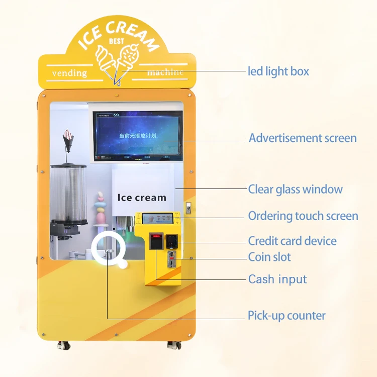 New Style Ice Cream Vending Machine Hard Ice Cream Vending Machine With Multiple Flavors
