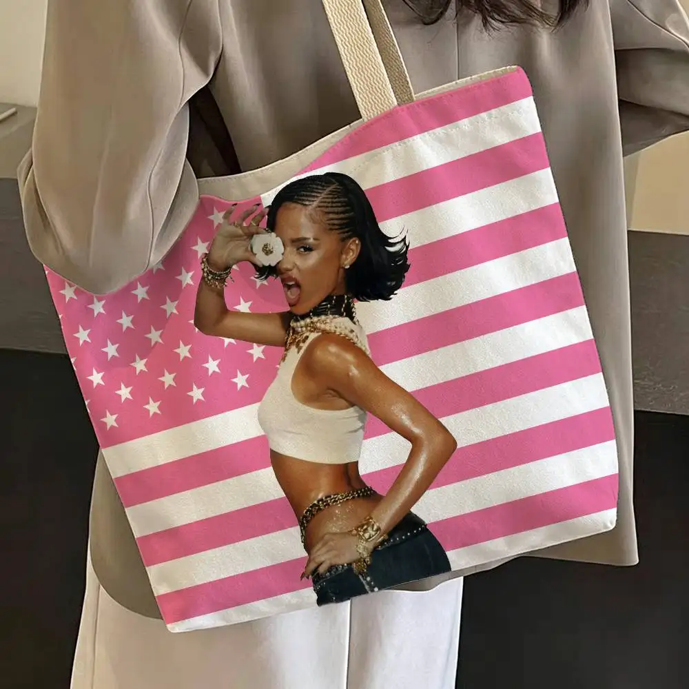 Singer T-Tyla A-POP Print Canvas Tote Bag Handbag For Daily School Commute Casual Shoulder Bag